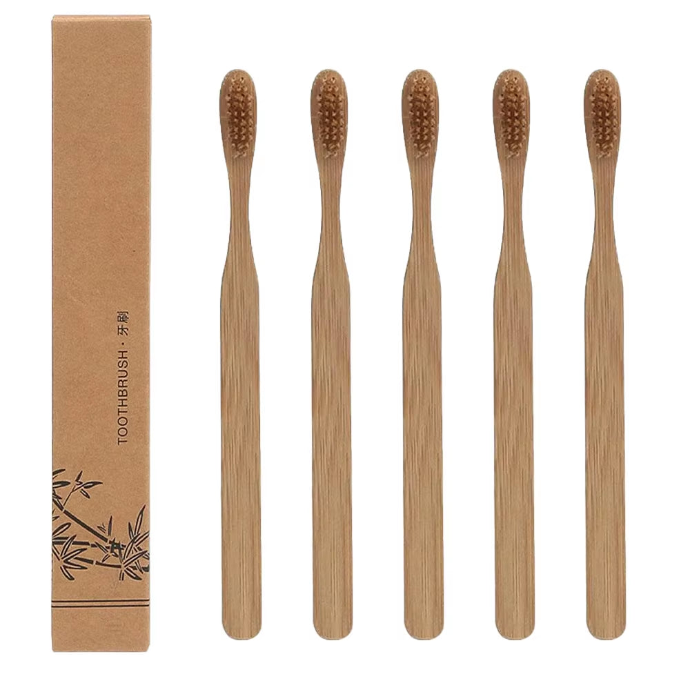 1/5/10PCS Natural Bamboo Charcoal Toothbrush Eco-Friendly Biodegradable Soft Bristle for Gum Care & Cleaning