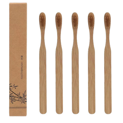 1/5/10PCS Natural Bamboo Charcoal Toothbrush Eco-Friendly Biodegradable Soft Bristle for Gum Care & Cleaning