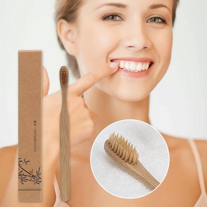 1/5/10PCS Natural Bamboo Charcoal Toothbrush Eco-Friendly Biodegradable Soft Bristle for Gum Care & Cleaning