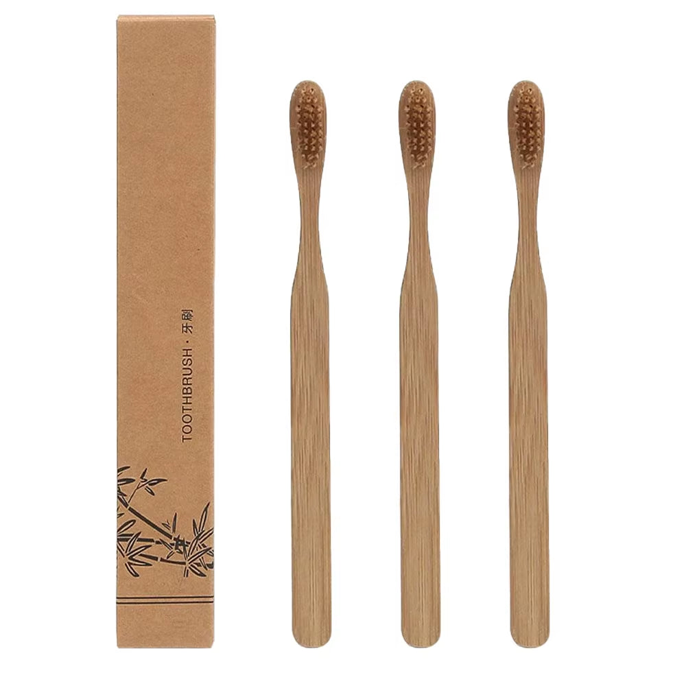 1/5/10PCS Natural Bamboo Charcoal Toothbrush Eco-Friendly Biodegradable Soft Bristle for Gum Care & Cleaning