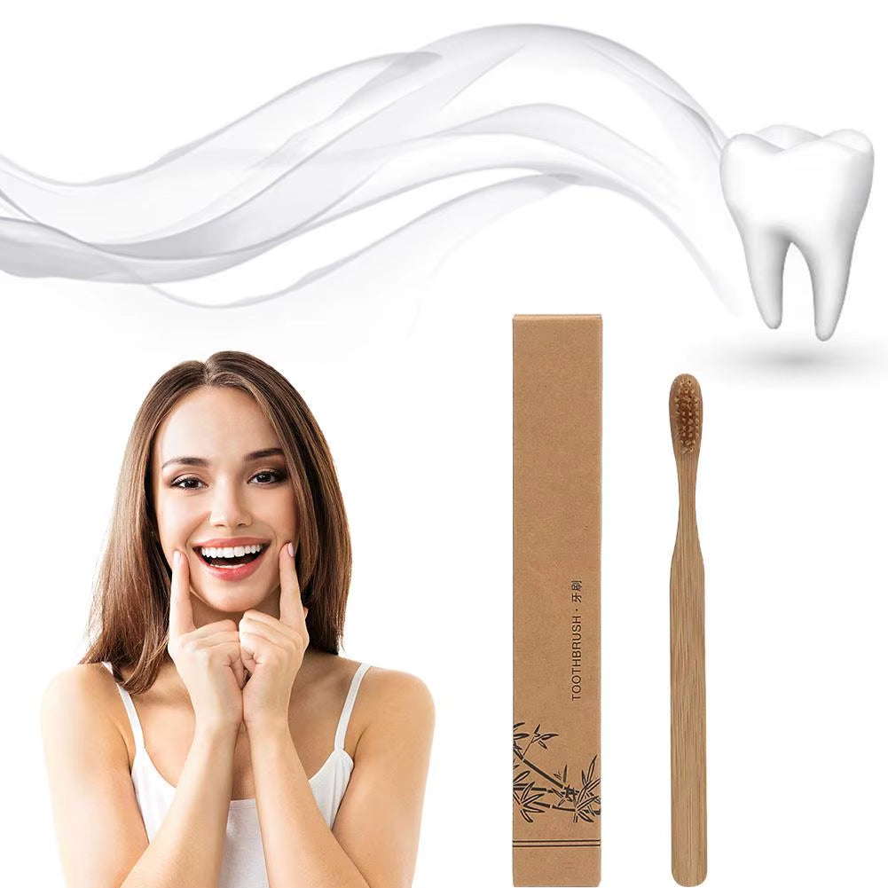 1/5/10PCS Natural Bamboo Charcoal Toothbrush Eco-Friendly Biodegradable Soft Bristle for Gum Care & Cleaning